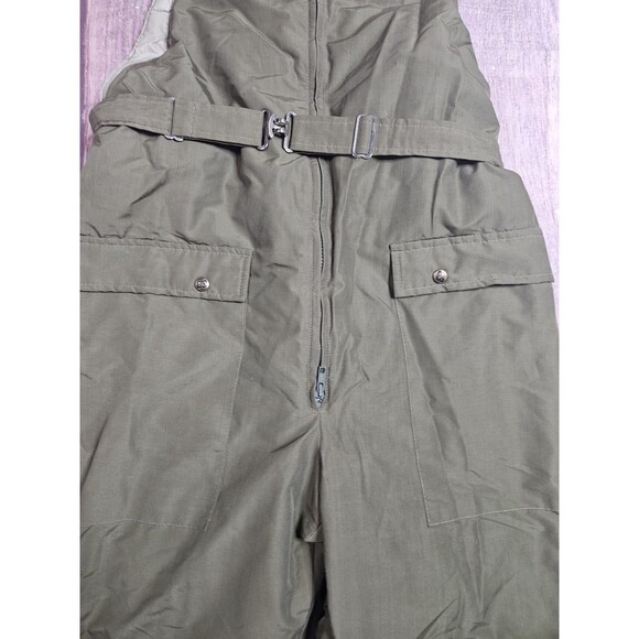 VINTAGE Eddie Bauer Down Bib Insulated Quilted Overall Green Medium Canada Made - Picture 3 of 13